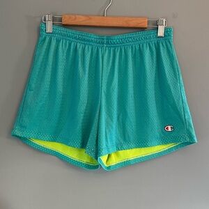 Champion teal lined mesh elastic waist shorts